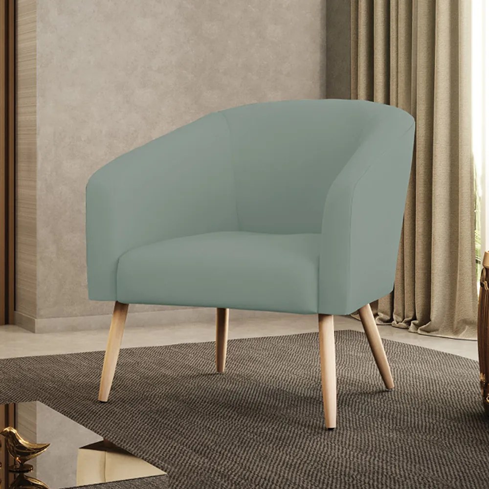 Poltrona Decorativa Pé Palito Natural Stella Cotelê Ext/Veludo D03 - D'Rossi - Menta