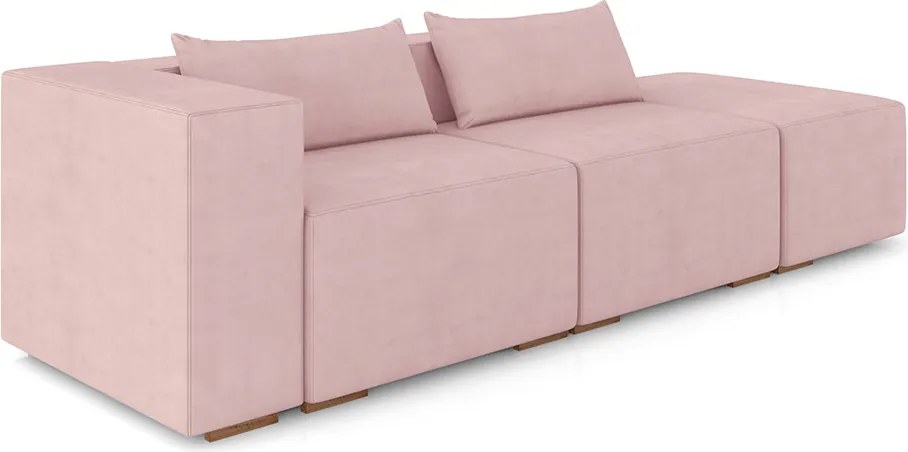Sofá Versátil Sala de Estar Atlanta 318cm Modulado Veludo Rosê G52 - Gran Belo