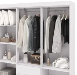 Guarda Roupa Solteiro 154cm Com Espelho Mayra Branco Flex V02 - Mpozen