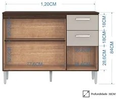 Armário de Cozinha Compacta com Balcão e Tampo 244cm Livy P11 Chocolat