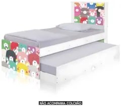 Cama Solteiro Infantil Com Auxiliar 188x88cm Ursinhos K06 - Mpozenato