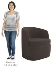 Poltrona Giratória Decorativa para Sala Dandara Z08 Veludo Marrom - Mp