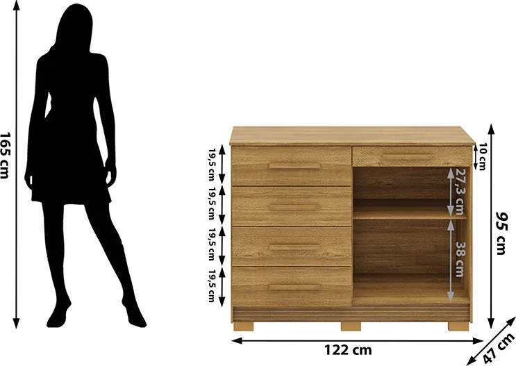Cômoda Quarto 122cm com 2 Portas Sapateira Vitória Nature V01 - D'Rossi
