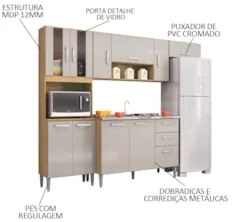 Armário de Cozinha Compacta e Balcão para Pia sem Tampo 244cm Livy Z46