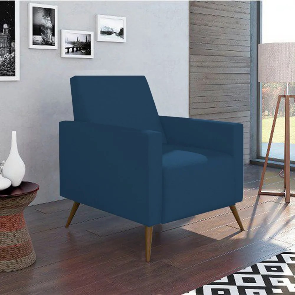 Poltrona Decorativa Amamentação Gabi Sala Suede Azul Marinho