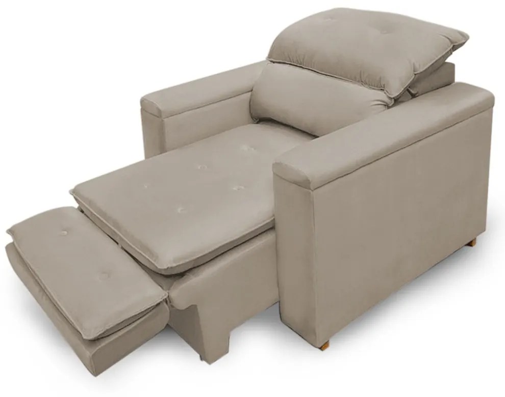 Poltrona Reclinável Retrátil Onix Suede Bege - Sheep Estofados - Bege