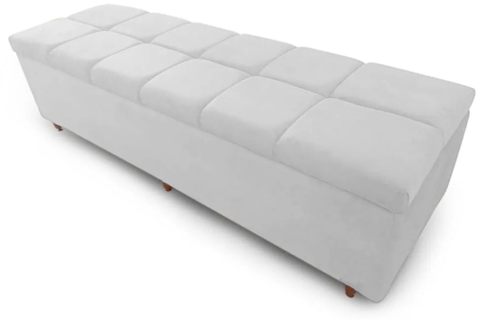 Calçadeira Baú Casal King 195cm Veneza Corano Branco - Sheep Estofados - Branco