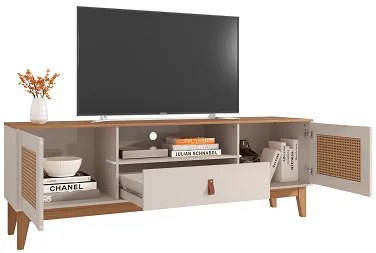 Rack Esmeralda 1.60 Off White/Noce - Casa D Móveis