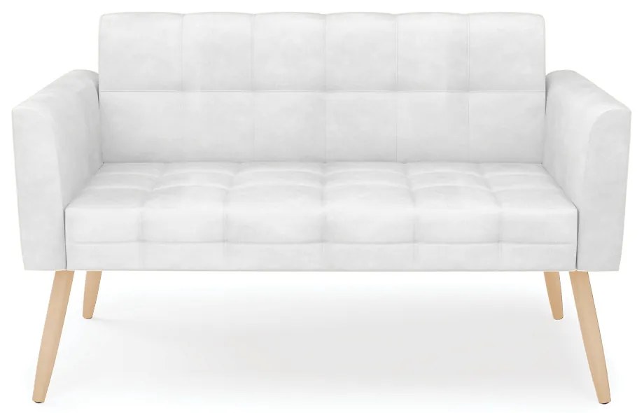 Sofá Namoradeira Elisa Corano Pés Palito Natural D03 - D'Rossi  - Branco