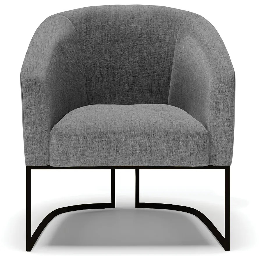 Poltrona Stella Corano Preto com Linho Grafite A26 Base Industrial Preto - D'Rossi