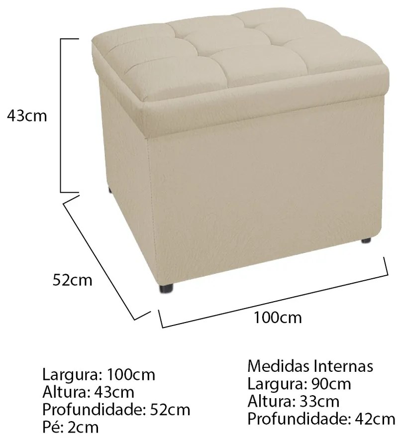 Calçadeira Copenhague 100 cm Solteiro Suede Bege - ADJ Decor