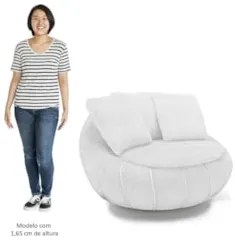 Poltrona Decorativa Redonda Giratória com Almofadas Saphire Z32 Boucle