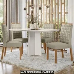 Mesa de Jantar Retangular 135cm 4 Lugares Zuma Off White N02 - Mpozena