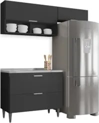 Armário de Cozinha CP03 Com Pia 100cm Pérola Z34 Preto      - Mpozenat