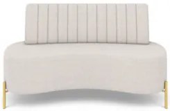 Sofá 2 Lugares 135cm Pés Aço Dourado Tamar Boucle Bege Z08 - Mpozenat