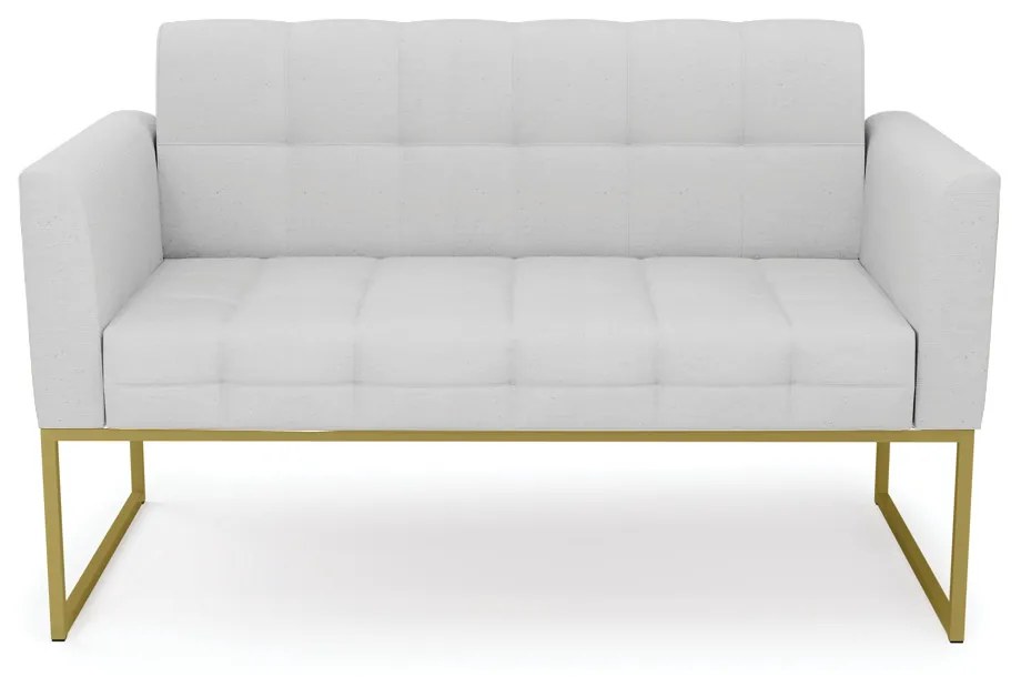 Sofá Namoradeira Elisa Linho Base Metálica Industrial Dourado - D'Rossi - A05 Cinza