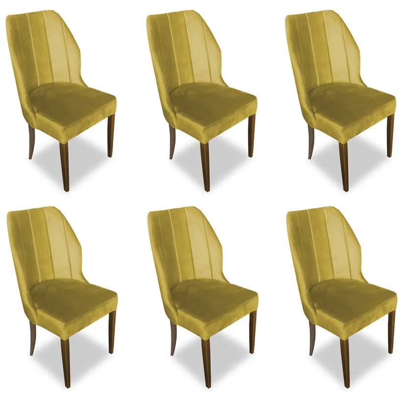 Kit 6 Cadeiras De Jantar Safira Suede Amarelo