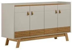 Buffet Aparador Para Sala 4 Portas Luzzo L06 Nature/Off White - Mpozen