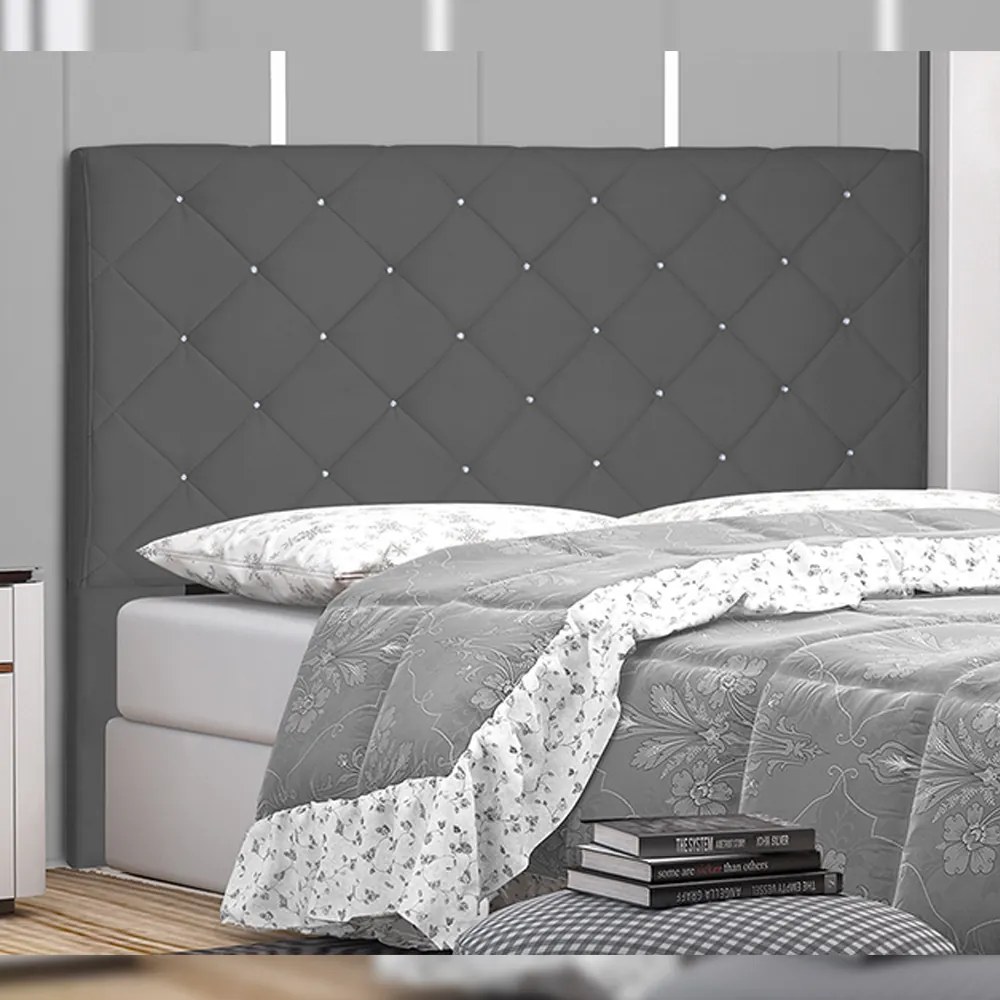 Cabeceira Decorativa Casal 1,40M Tàzio Suede Cinza G63 - Gran Belo