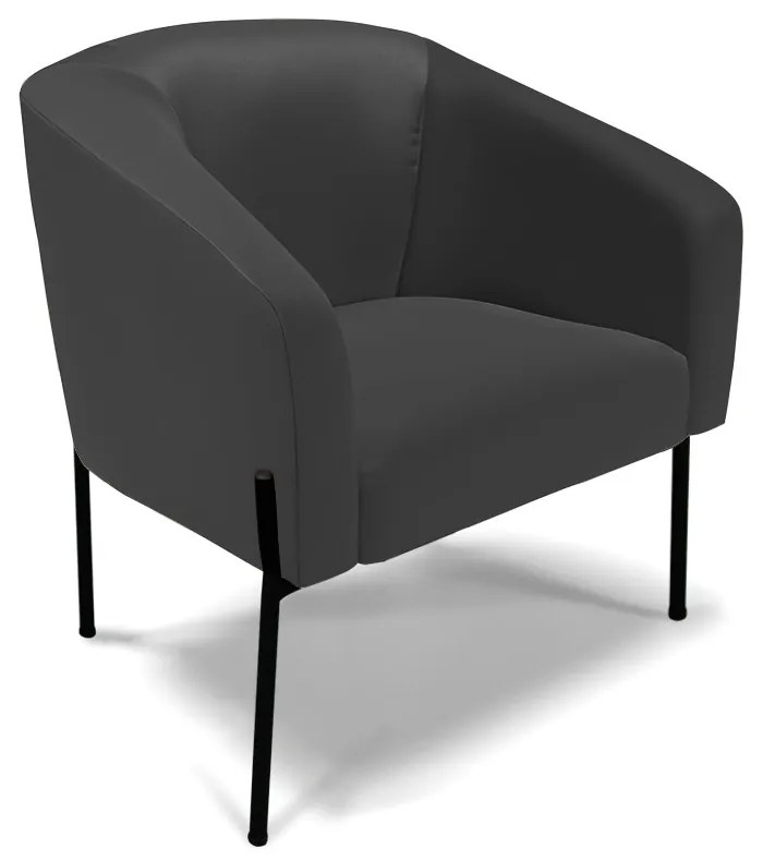 Namoradeira e 2 Poltronas Pé de Ferro Preto Stella Sintético D03 - D'Rossi - Preto