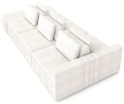 Sofá Ilha e Puff Sala Living 365cm Siesta Z32 Boucle Bege Claro - Mpoz