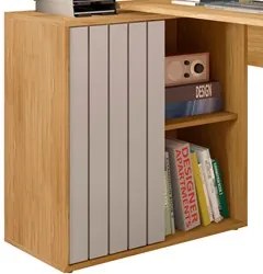 Mesa para Escritório Home Office 1 Porta Ripada Tech Mel/Cacao - Caemm