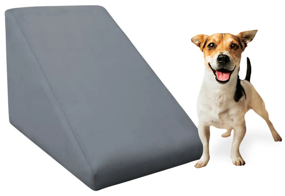 Rampa Pet Almofadada Veludo Cores para Cachorros e Gatos Rampinha Pet - Cinza Grafite