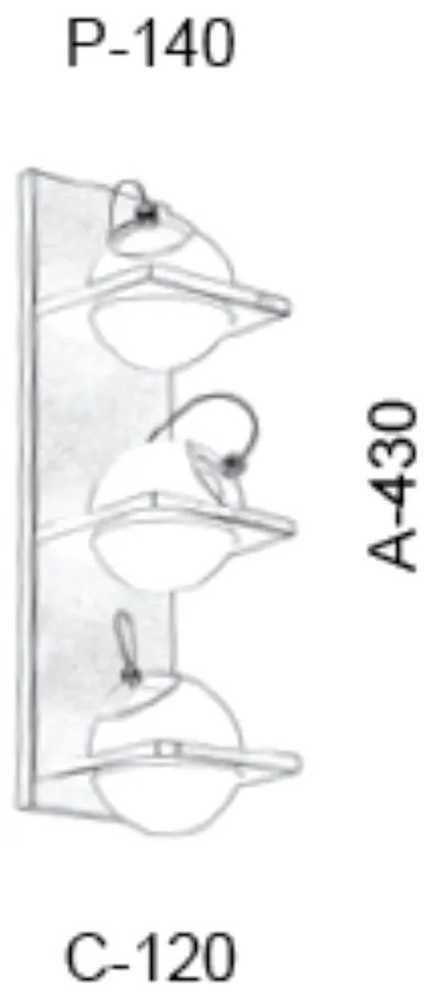 Arandela C/ Globo Apoio Vertical 43X14X12Cm Metal E Vidro 3 X G9 Globo... (DOURADO BRILHO, FOSCO)