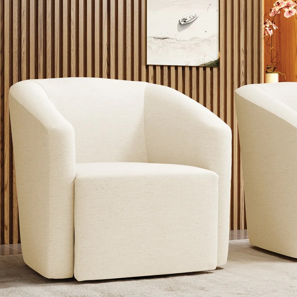 Poltrona Decorativa Base Giratória Stella Max Linho D03 - D'Rossi - A19 Bege
