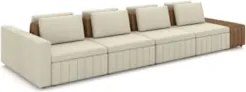 Sofá Ilha e Puff Sala Living 505cm Siesta Z32 Linho Areia/Marrom - Mpo