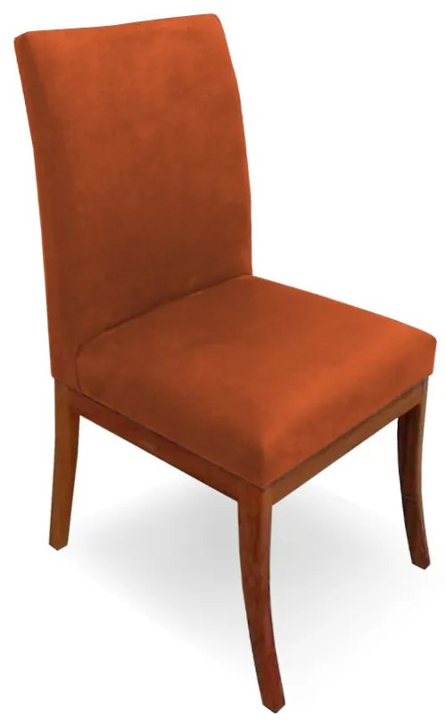 Cadeira Raquel para Sala de Jantar Base de Eucalipto Suede Telha
