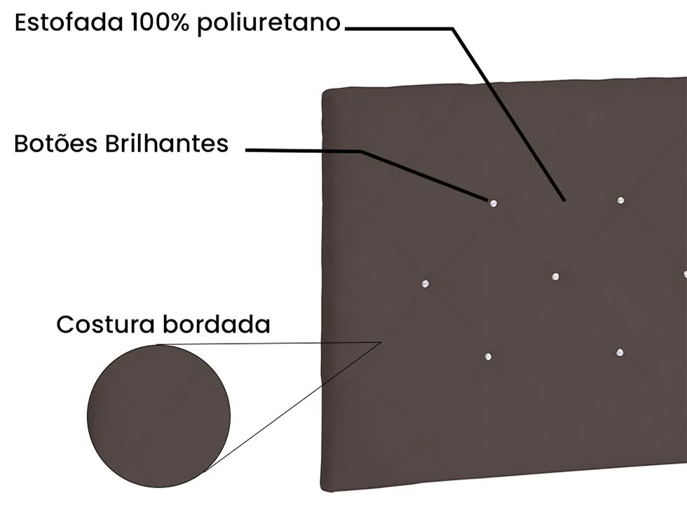 Cabeceira Painel Tânia Para Cama Box Queen 160 cm Suede - D'Rossi - Café