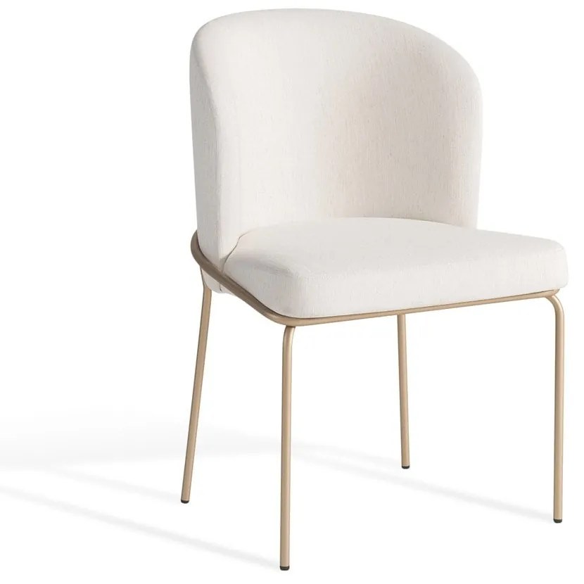 Cadeira Dinna Estofada Encosto Curvo Base Aço Carbono Pintura Metalizada