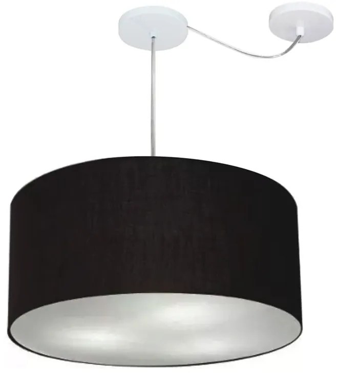 Lustre Pendente Cilíndrico Com Desvio de Centro Vivare Md-4263 Cúpula em Tecido 55x25cm - Bivolt
