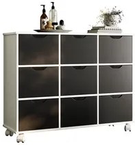Nicho Organizador com Rodízios Toys 9 Gavetas Q01 Branco/Preto - Mpoze