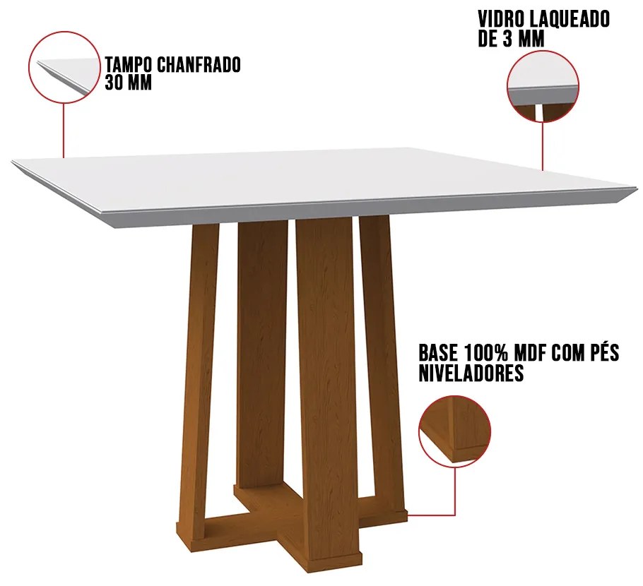 Mesa de Jantar Leka 100 cm Off White Base Ypê - D'Rossi
