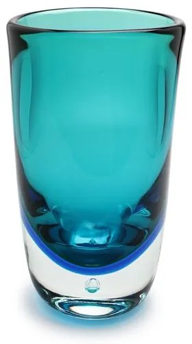 Vaso Alto com Bolha Bicolor Verde com Água-marinha Murano Cristais Cadoro