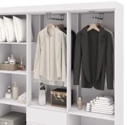 Guarda Roupa Solteiro 154cm Com Espelho Mayra Branco Flex V02 - Mpozen