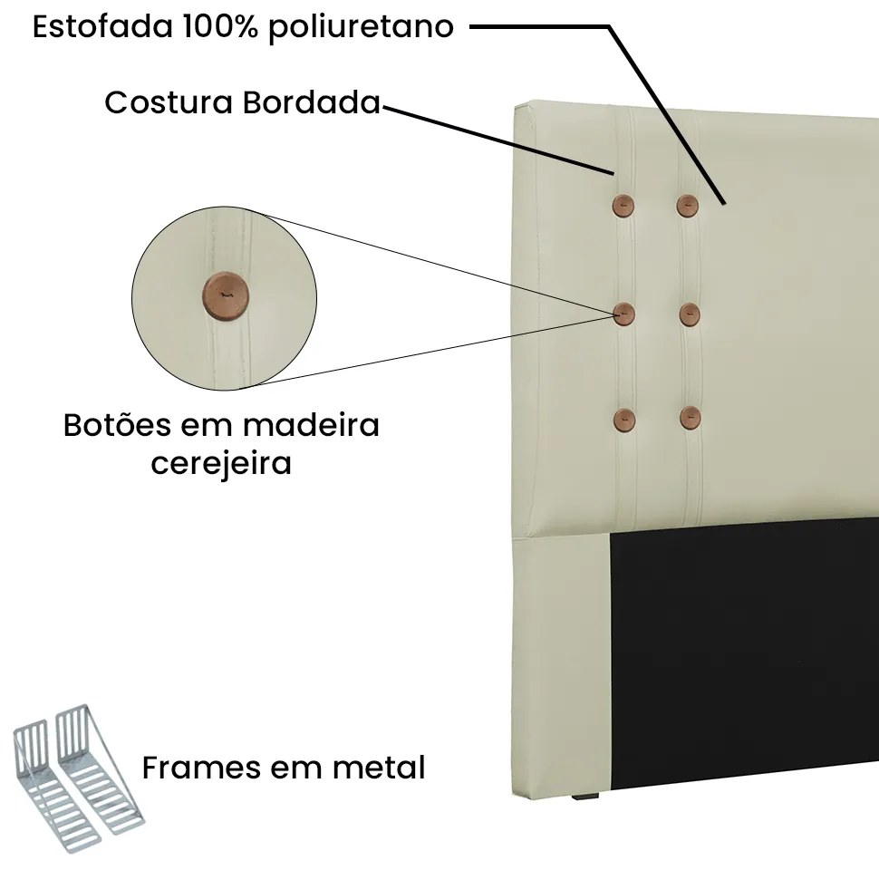 Cabeceira Cama Box Casal King 195cm Gênova Corano Bege - Sheep Estofados - Bege