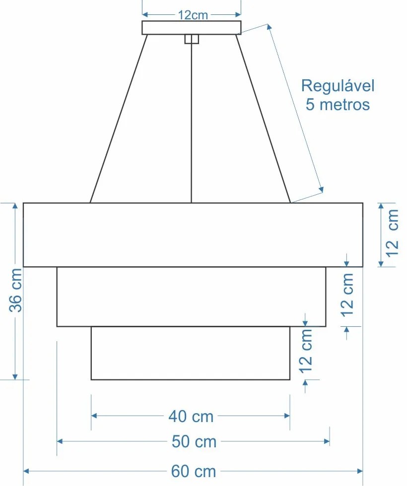 Lustre Pendente Triplo Quadrado Md-4382 Cúpula em Tecido Bege