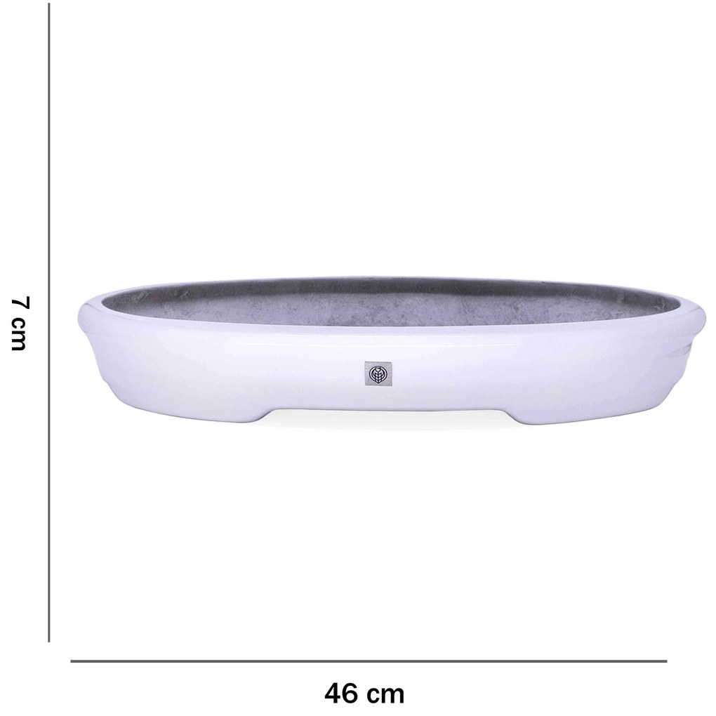 Vaso Bacia Decorativo Osaka Branco P 7x46x35 cm - D'Rossi