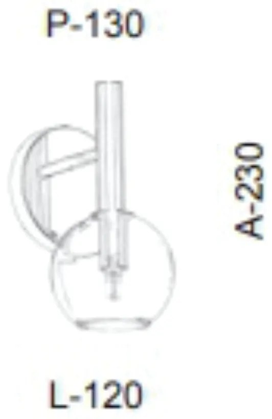 Arandela Com Globo Aberto 12X13X23Cm 1 X G9 Metal E Globo Ø12Cm |Old A... (CAFÉ, CLEAR)