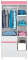 Guarda Roupa Flex 3 Portas 2 Gavetas Wind D02 Branco/Rosa/Branco - Mpo