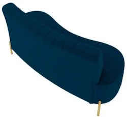 Sofá 2 Lugares 160cm Pés Aço Dourado Tamar Veludo Azul Z08 - Mpozenat