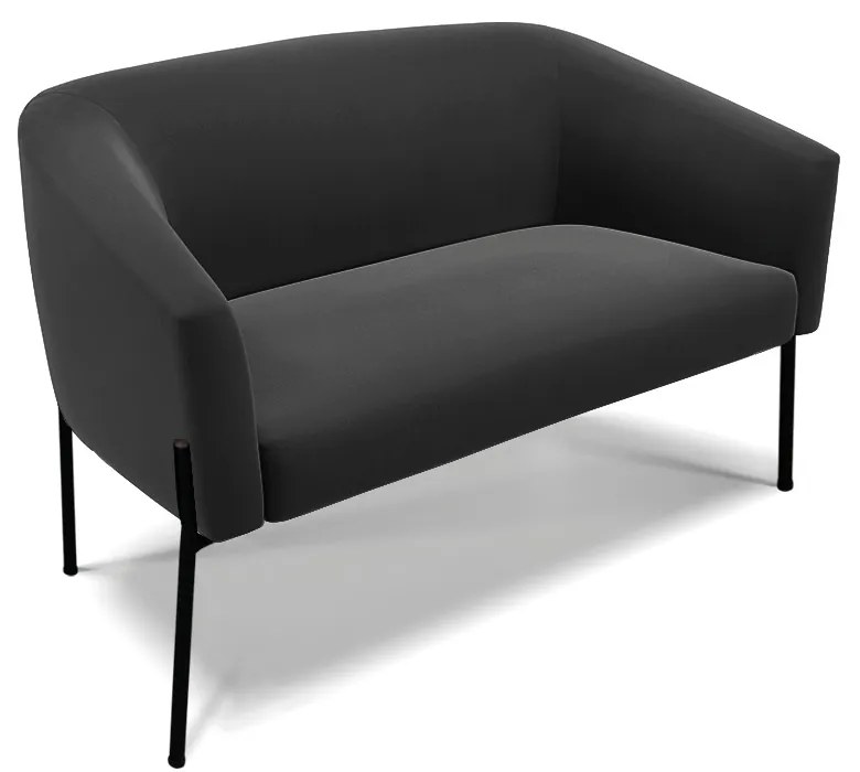 Namoradeira e 2 Poltronas Pé de Ferro Preto Stella Suede D03 - D'Rossi - Preto