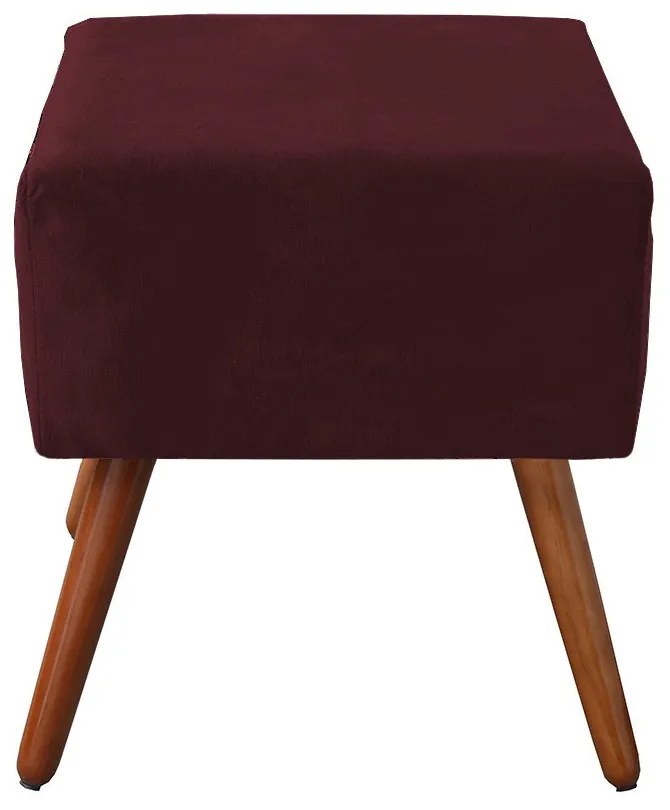 Puff Decorativo Quadrado Malu com Pés Palito Suede Bordô