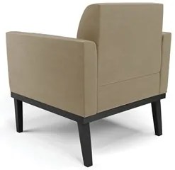Sofá Namoradeira e 2 Poltronas Base Madeira Preto Maressa Suede Marrom