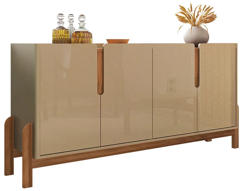 Aparador Buffet 4 Portas Belle 170 cm Champagne e Cedro - D'Rossi
