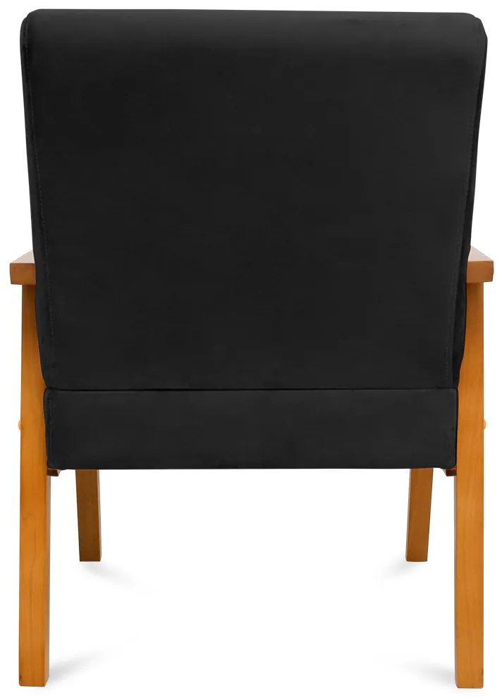 Poltrona Decorativa Alexa Braça de Madeira Suede Preto - Sheep Estofados