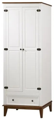 Armario Malibu 2 Portas e 1 Gaveta cor Branco com Amendoa 204 cm - 62386 Sun House